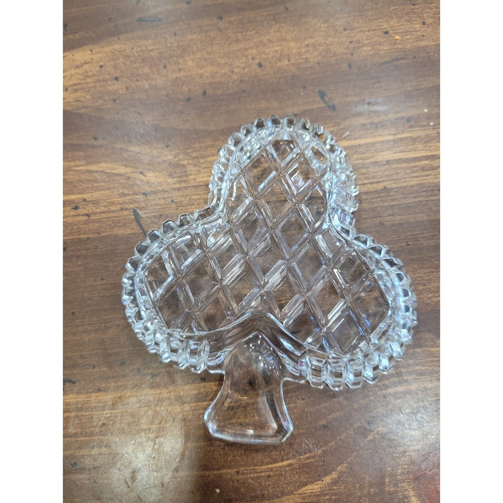 Vintage Depression Glass Clover Dish Card Suit